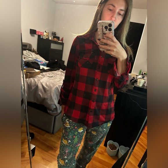 Ardene Red Plaid Long Sleeve - Picture 5 of 9